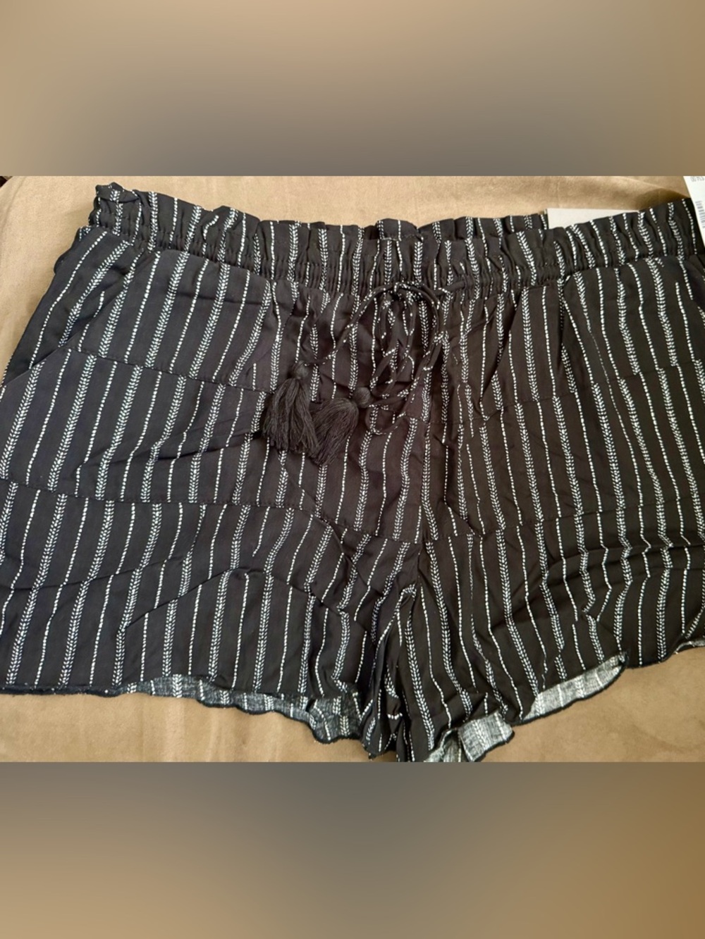 Maurices Black Striped High-Waist Tie Shorts